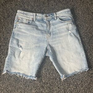American Eagle Outfitters Light Blue Distressed Jean Shorts